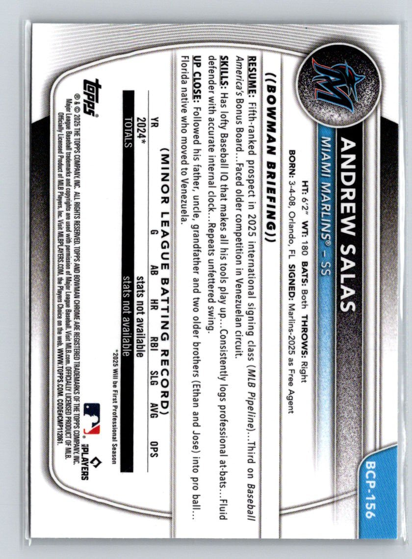 2025 Bowman Chrome #BCP-156 Andrew Salas Prospects P24