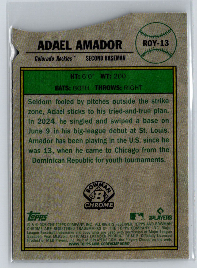 2025 Bowman #ROY-13 Adael Amador Rookie of the Year Favorites Mojo Refractor P24