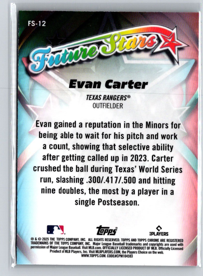 2025 Topps Chrome #FS-12 Evan Carter Future Stars P25