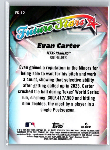 2025 Topps Chrome #FS-12 Evan Carter Future Stars P25