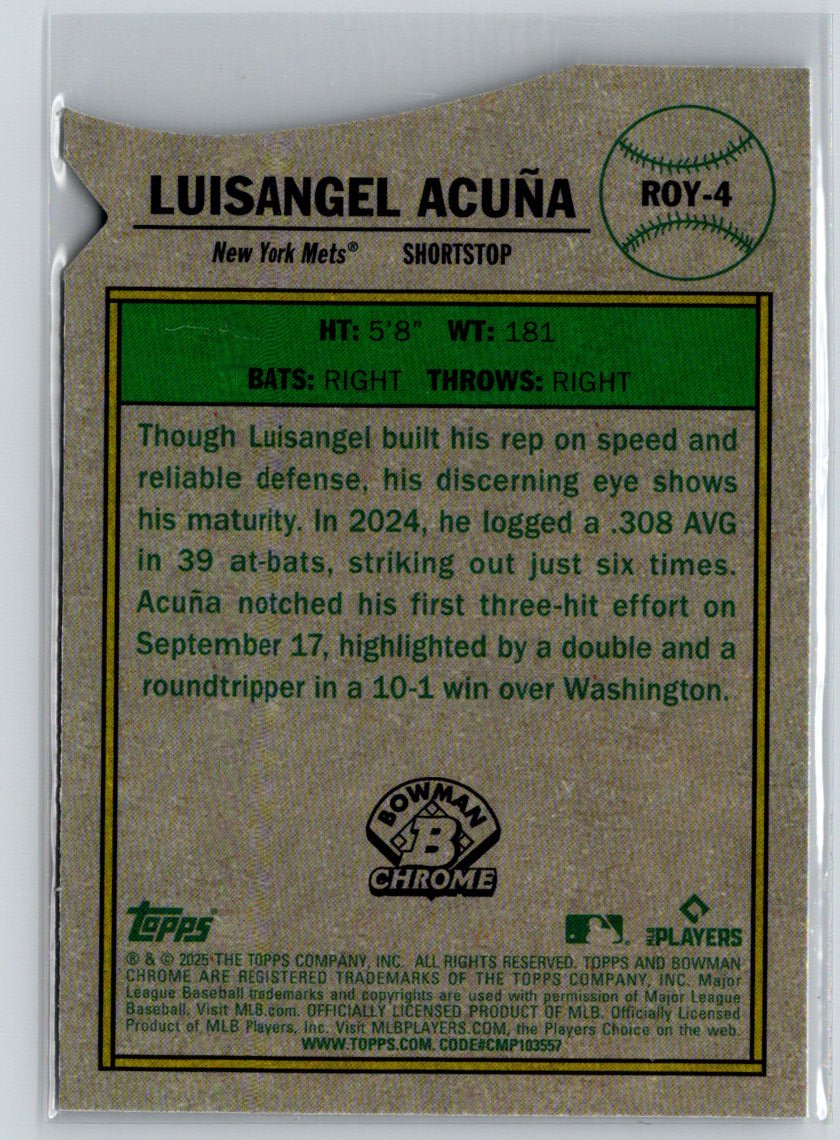 2025 Bowman #ROY-4 Luisangel Acuña  Mojo Refractor P25