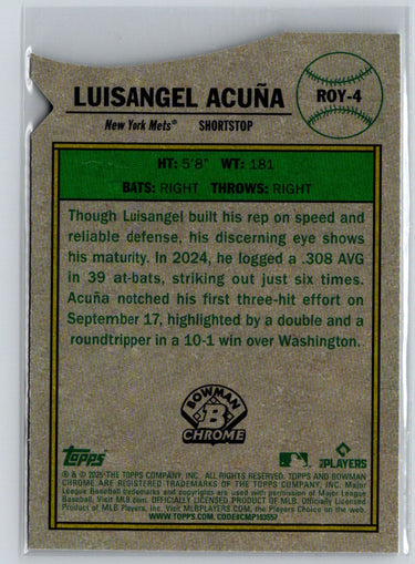 2025 Bowman #ROY-4 Luisangel Acuña  Mojo Refractor P25