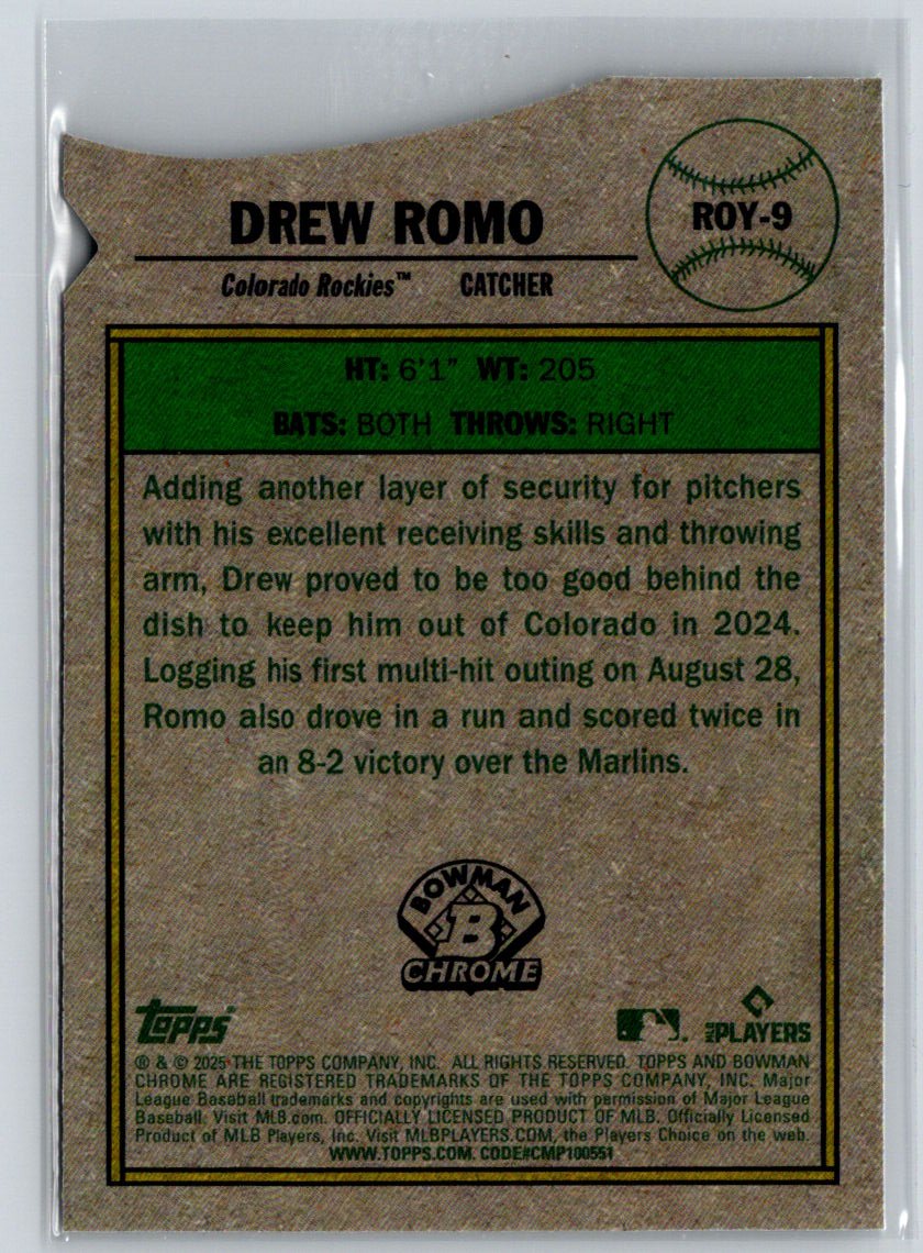 2025 Bowman #ROY-9 Drew Romo Rookie of the Year Favorites P25