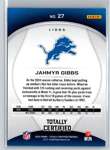 2024 Panini Totally Certified #27 Jahmyr Gibbs P26