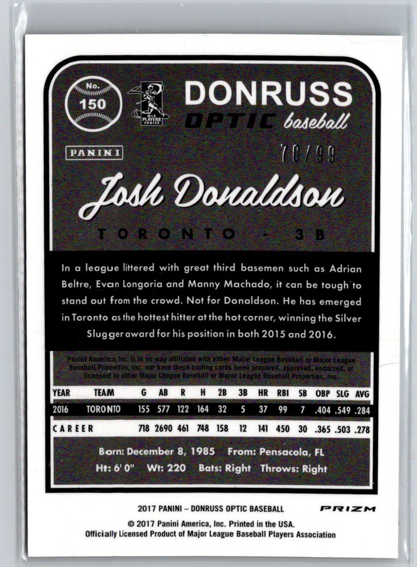 2017 Donruss Optic #150 Josh Donaldson Red #/99 P26