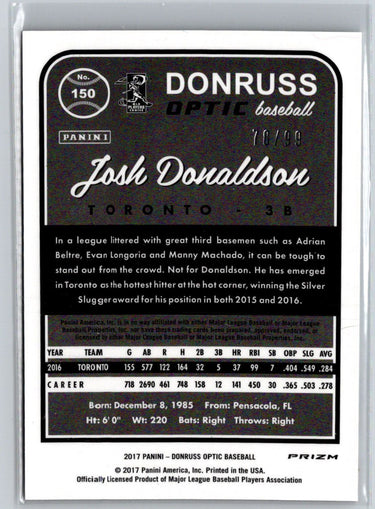 2017 Donruss Optic #150 Josh Donaldson Red #/99 P26