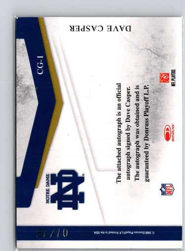 2008 Donruss Threads #CG-1 Dave Casper College Greats Autographs #/75 S03