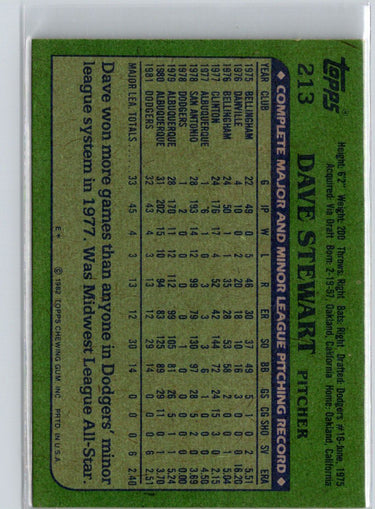1982 Topps #213 Dave Stewart S09