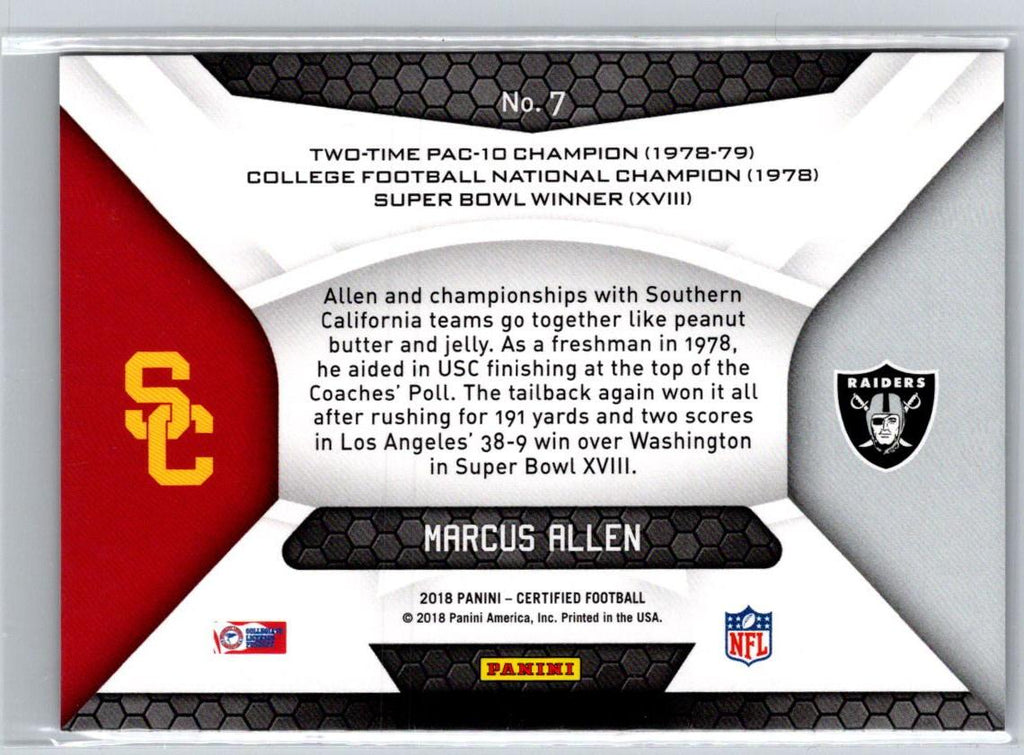 2018 Panini Certified #7 Marcus Allen Certified Champions Mirror Purple #/10 S11