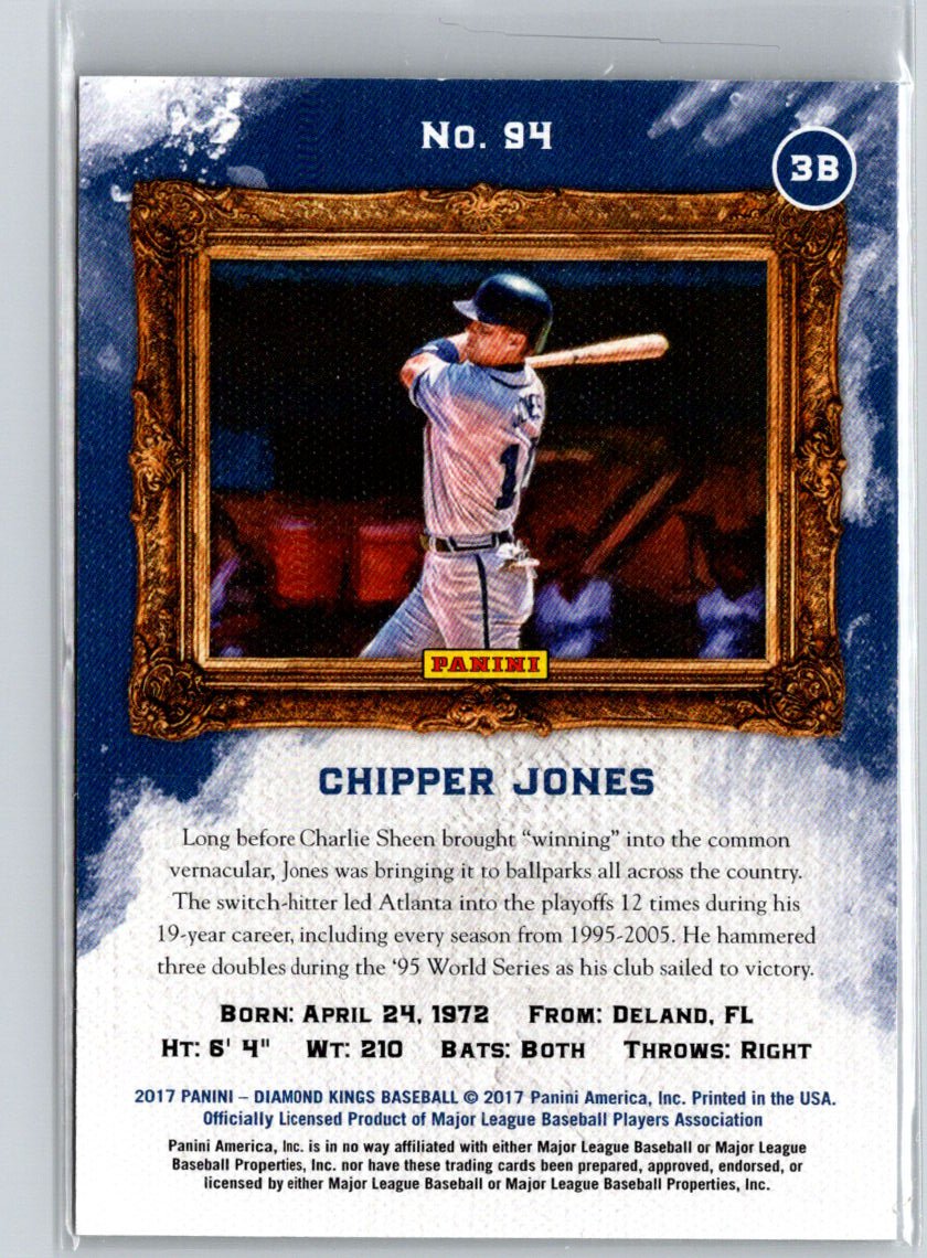 2017 Panini Diamond Kings #94 Chipper Jones Artist's Proof Gold #/99 S12