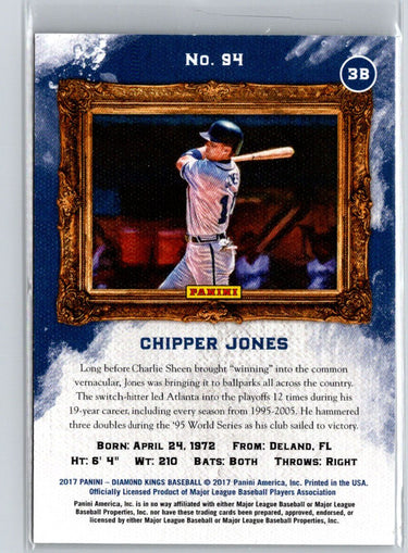 2017 Panini Diamond Kings #94 Chipper Jones Artist's Proof Gold #/99 S12