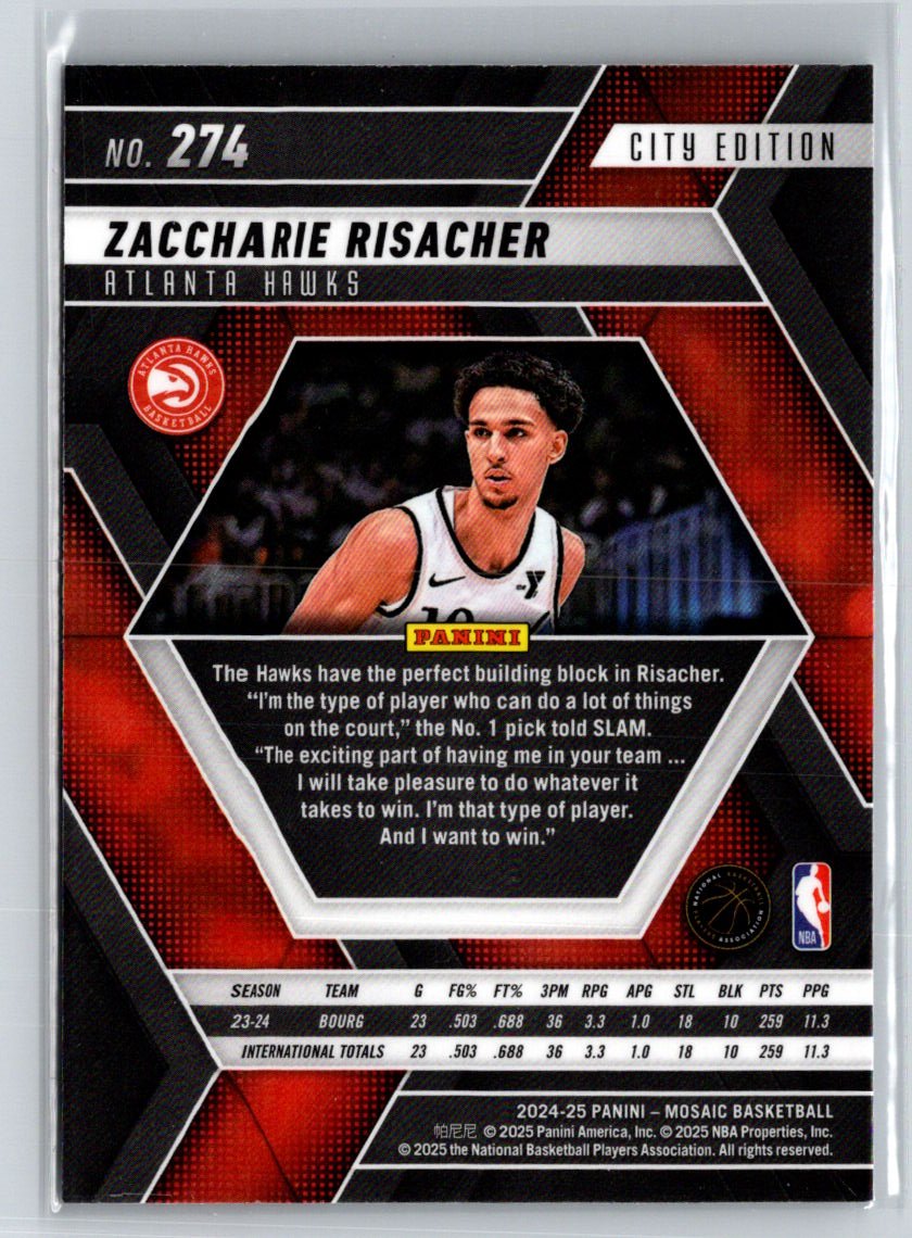 2024-25 Panini Mosaic #274 Zaccharie Risacher S14