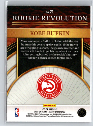 2023-24 Panini Select #21 Kobe Bufkin Rookie Revolution Red Prizms S14