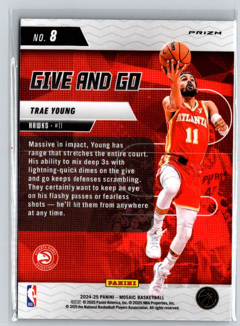 2024-25 Panini Mosaic #8 Trae Young Give and Go Mosaic Green S14