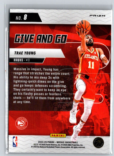 2024-25 Panini Mosaic #8 Trae Young Give and Go Mosaic Green S14