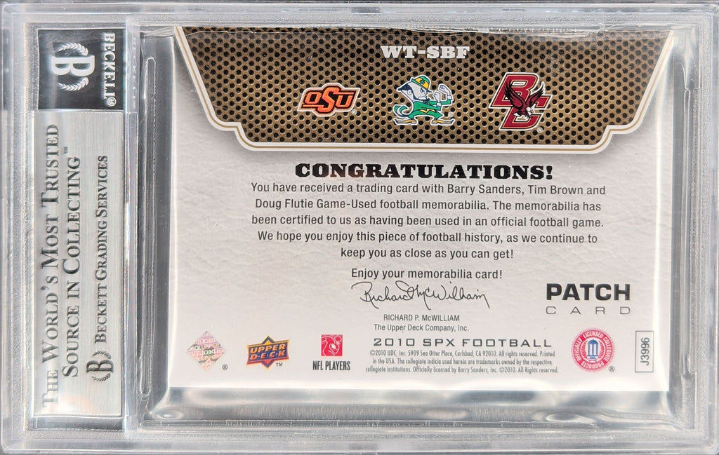 2010 SPx Barry Sanders / Tim Brown / Doug Flutie Winning Trios Jerseys S24