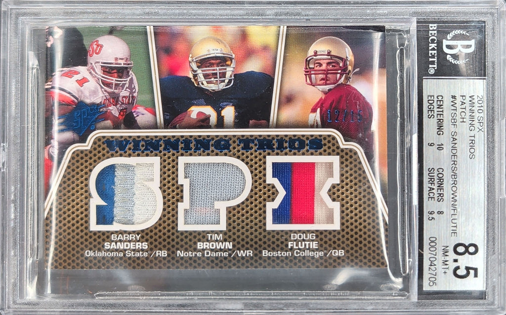 2010 SPx Barry Sanders / Tim Brown / Doug Flutie Winning Trios Jerseys S24