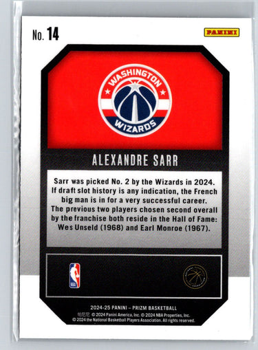 2024-25 Panini Prizm #14 Alexandre Sarr Emergent S15