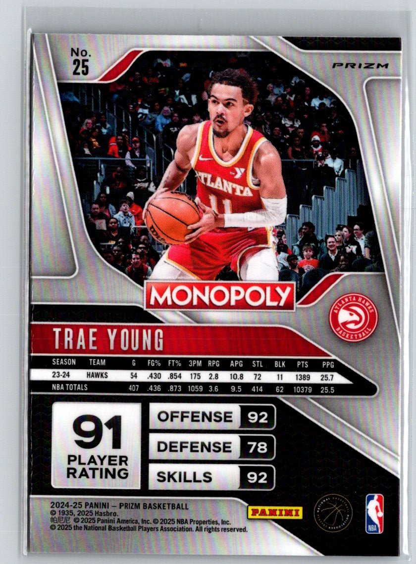 2024-25 Panini Prizm Monopoly #25 Trae Young Red Prizms S15