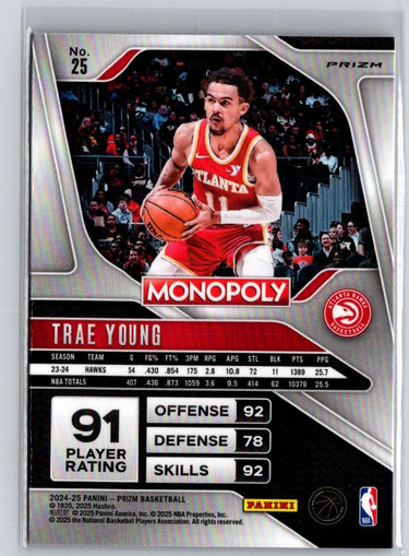 2024-25 Panini Prizm Monopoly #25 Trae Young Red Prizms S15