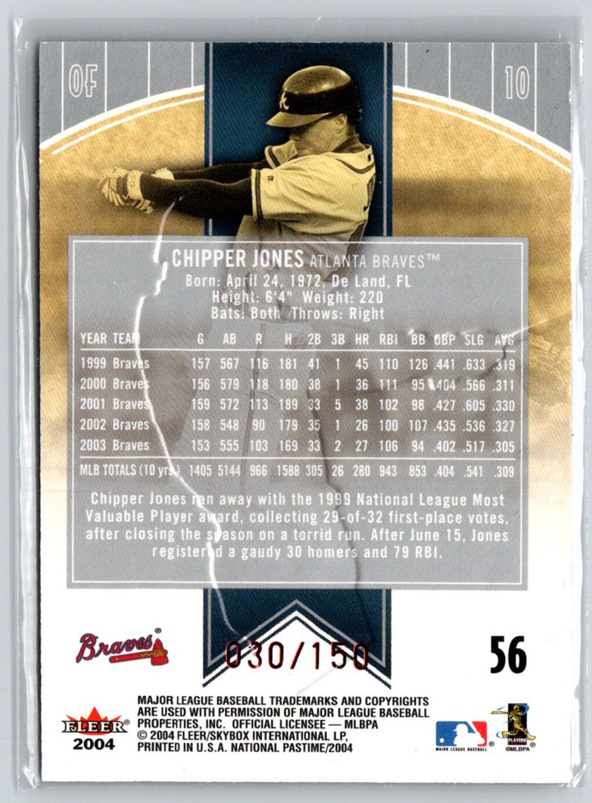 2004 Fleer National Pastime #56 Chipper Jones Red Foil #/150 S15