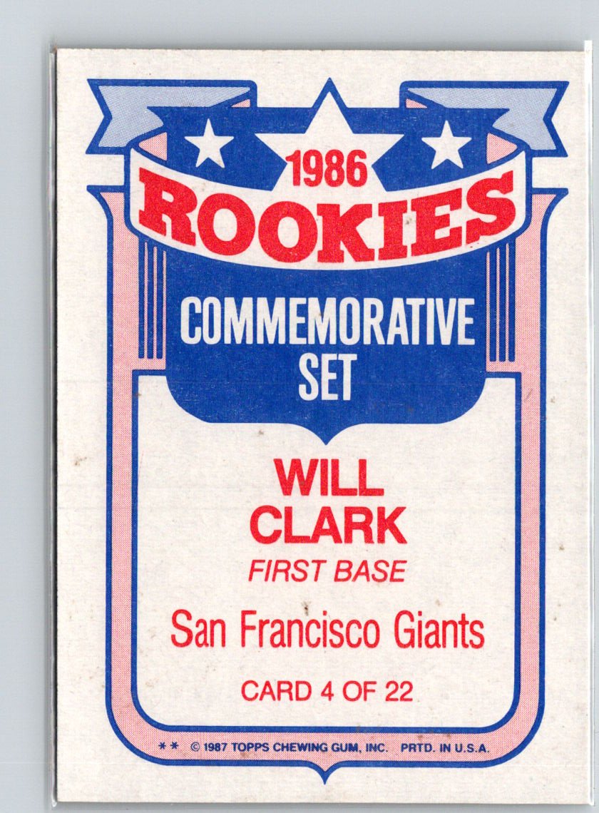 1987 Topps #4 Will Clark Glossy Rookies S15