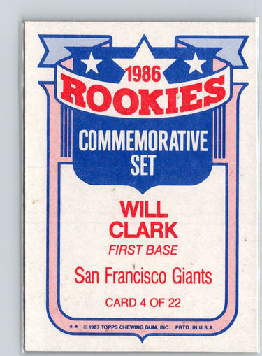 1987 Topps #4 Will Clark Glossy Rookies S15