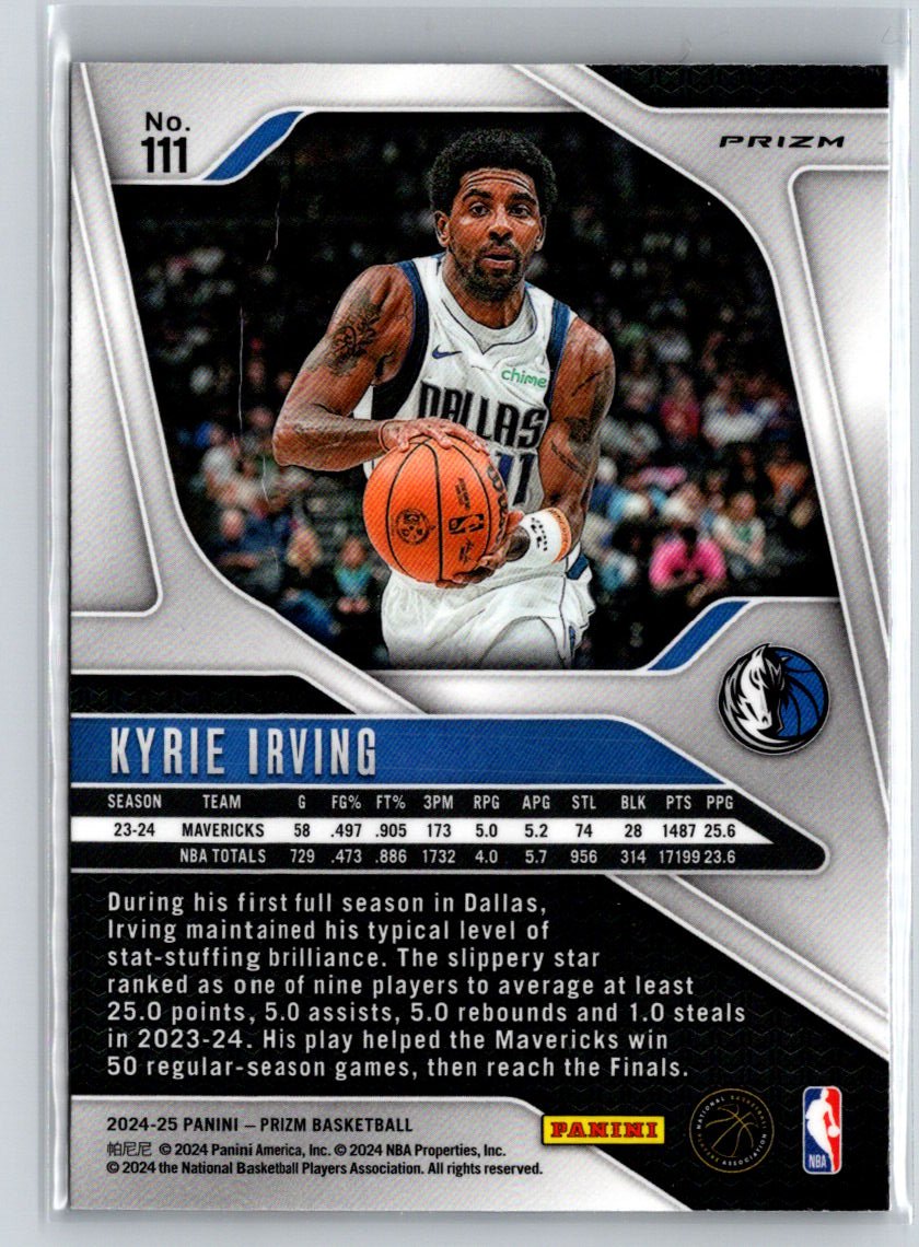 2024-25 Panini Prizm #111 Kyrie Irving Prizms Red White and Blue S18