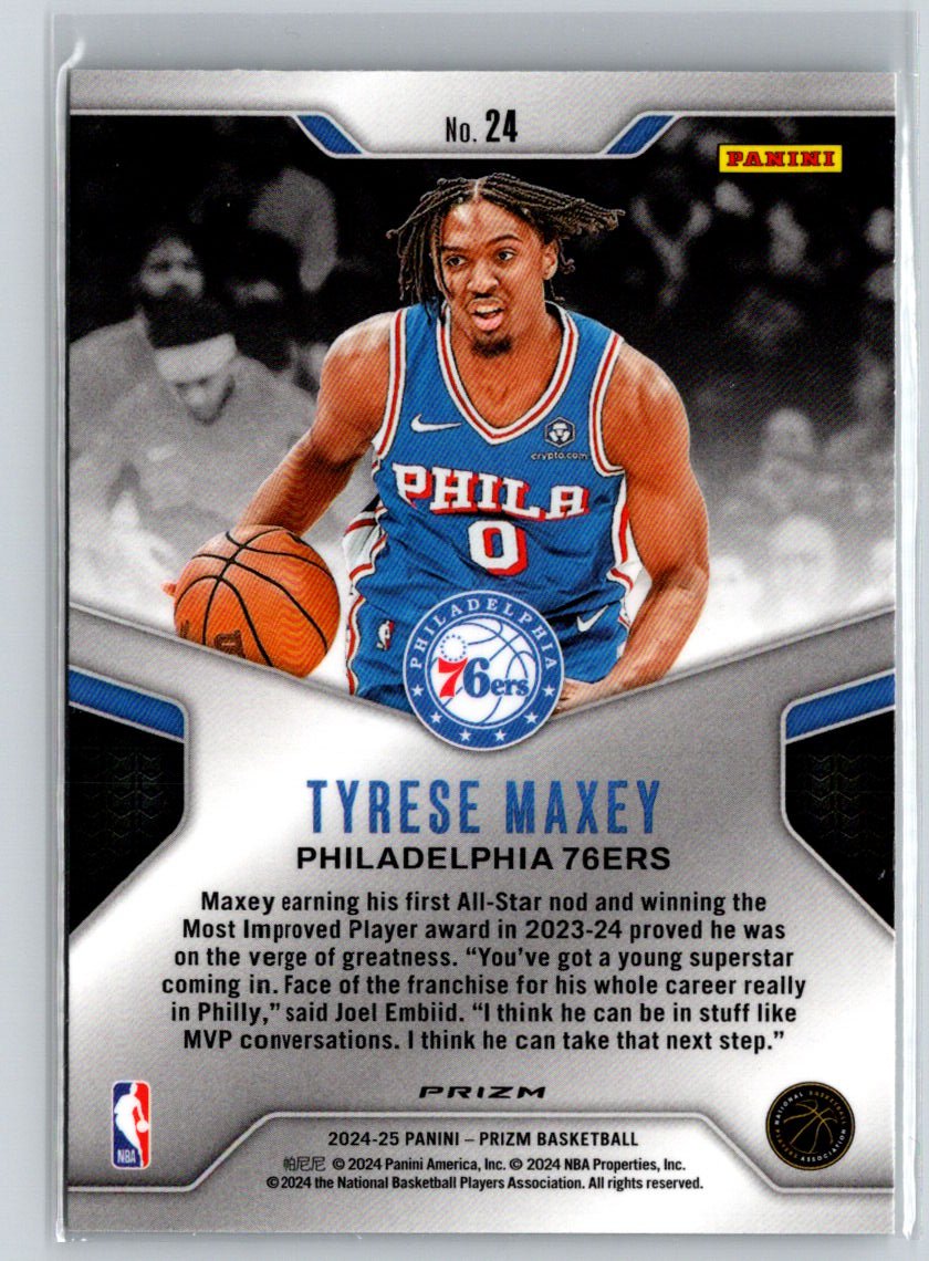 2024-25 Panini Prizm #24 Tyrese Maxey Dominance Prizms Green S18
