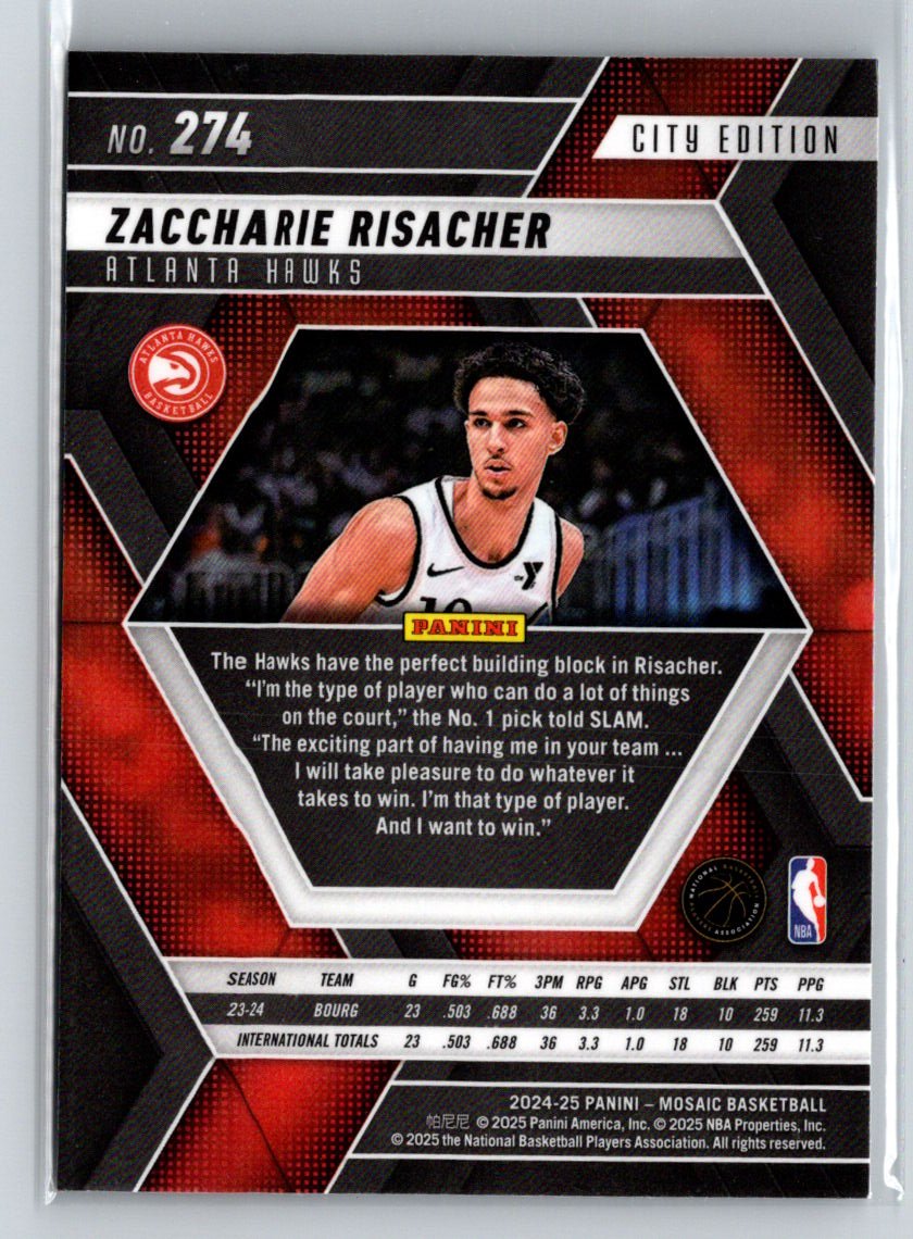 2024-25 Panini Mosaic #274 Zaccharie Risacher S18