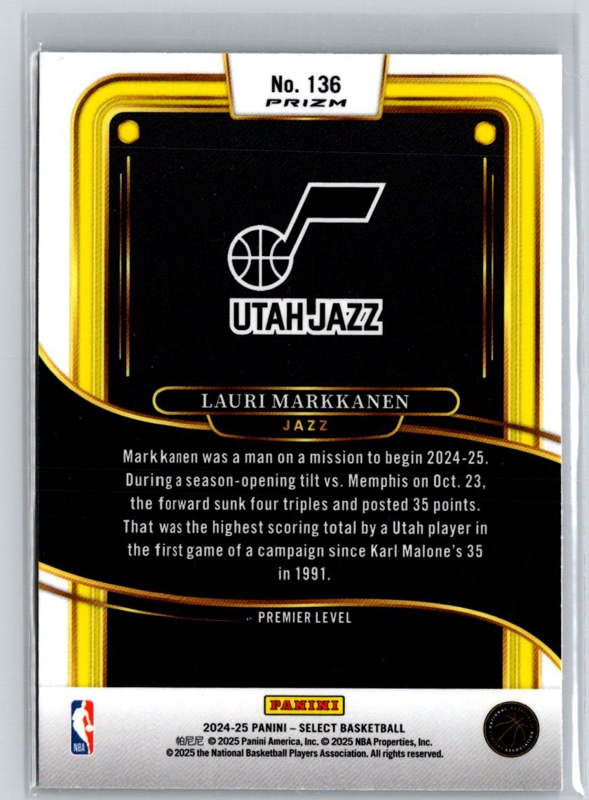 2024-25 Panini Select #136 Lauri Markkanen Tri-Color Prizm S20