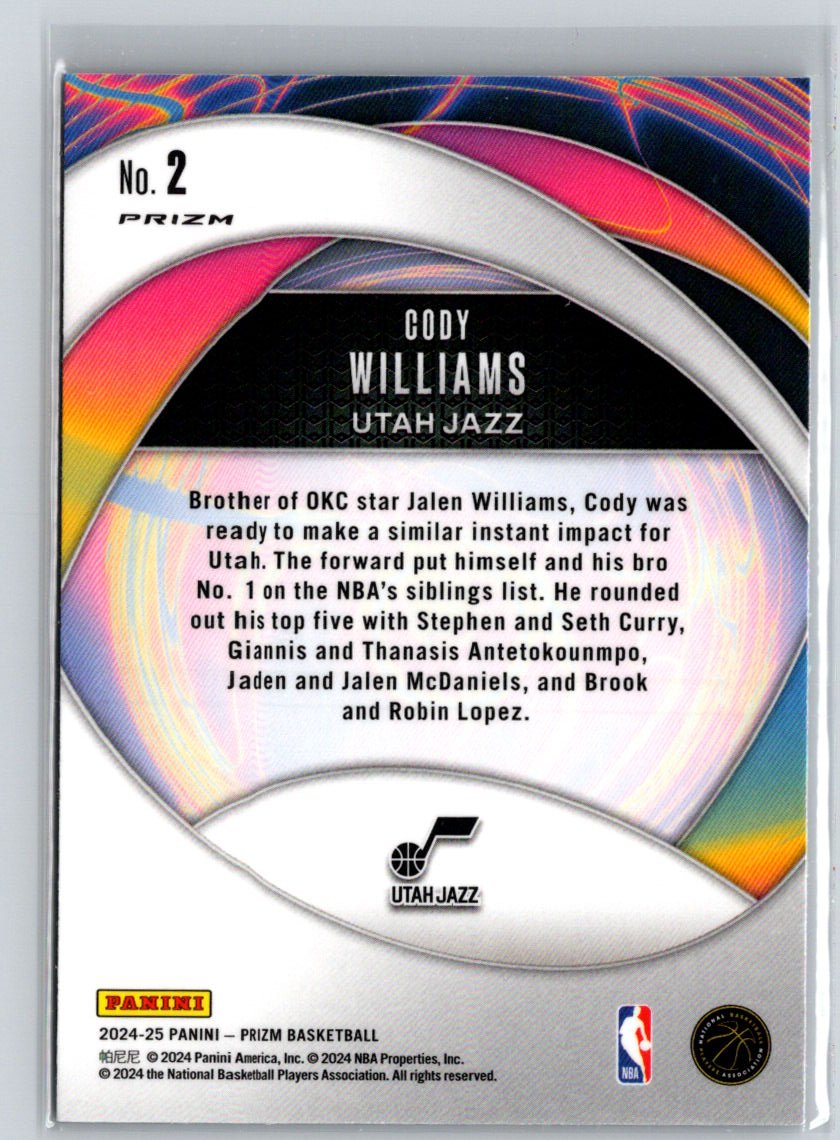 2024-25 Panini Prizm #2 Cody Williams Instant Impact Prizms Green S20