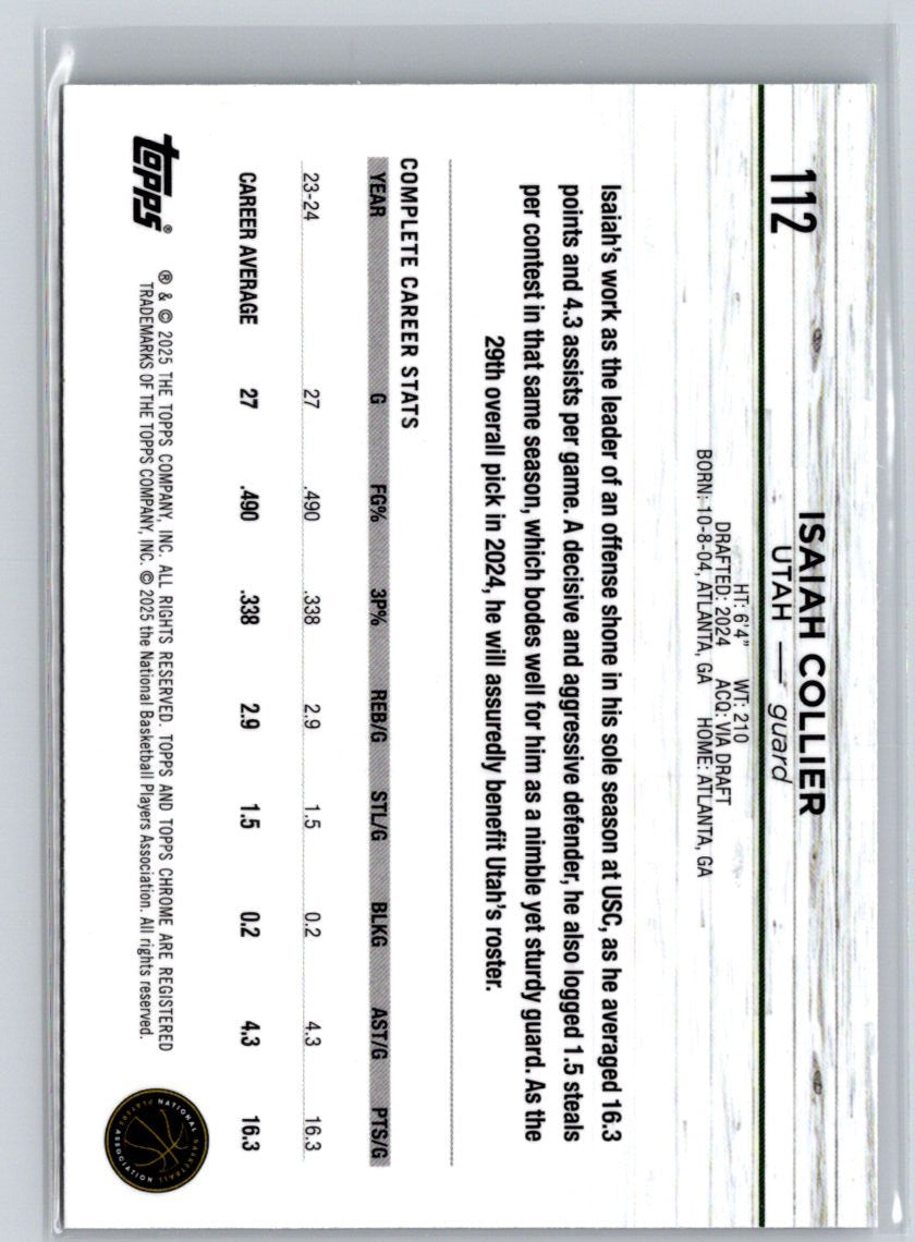 2024-25 Topps Chrome #112 Isaiah Collier Pink Refractor S20