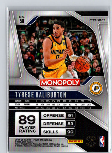 2024-25 Panini Prizm Monopoly #58 Tyrese Haliburton Red Prizms S21