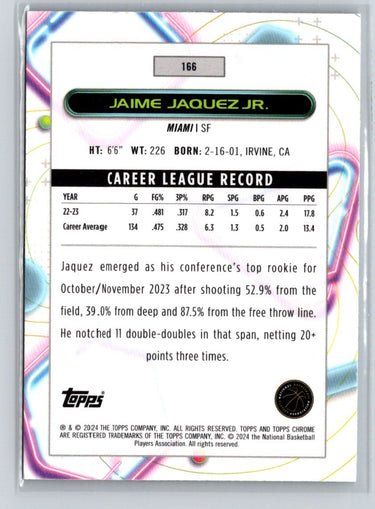 2023-24 Topps Chrome Cosmic #166 Jaime Jaquez Jr. S22