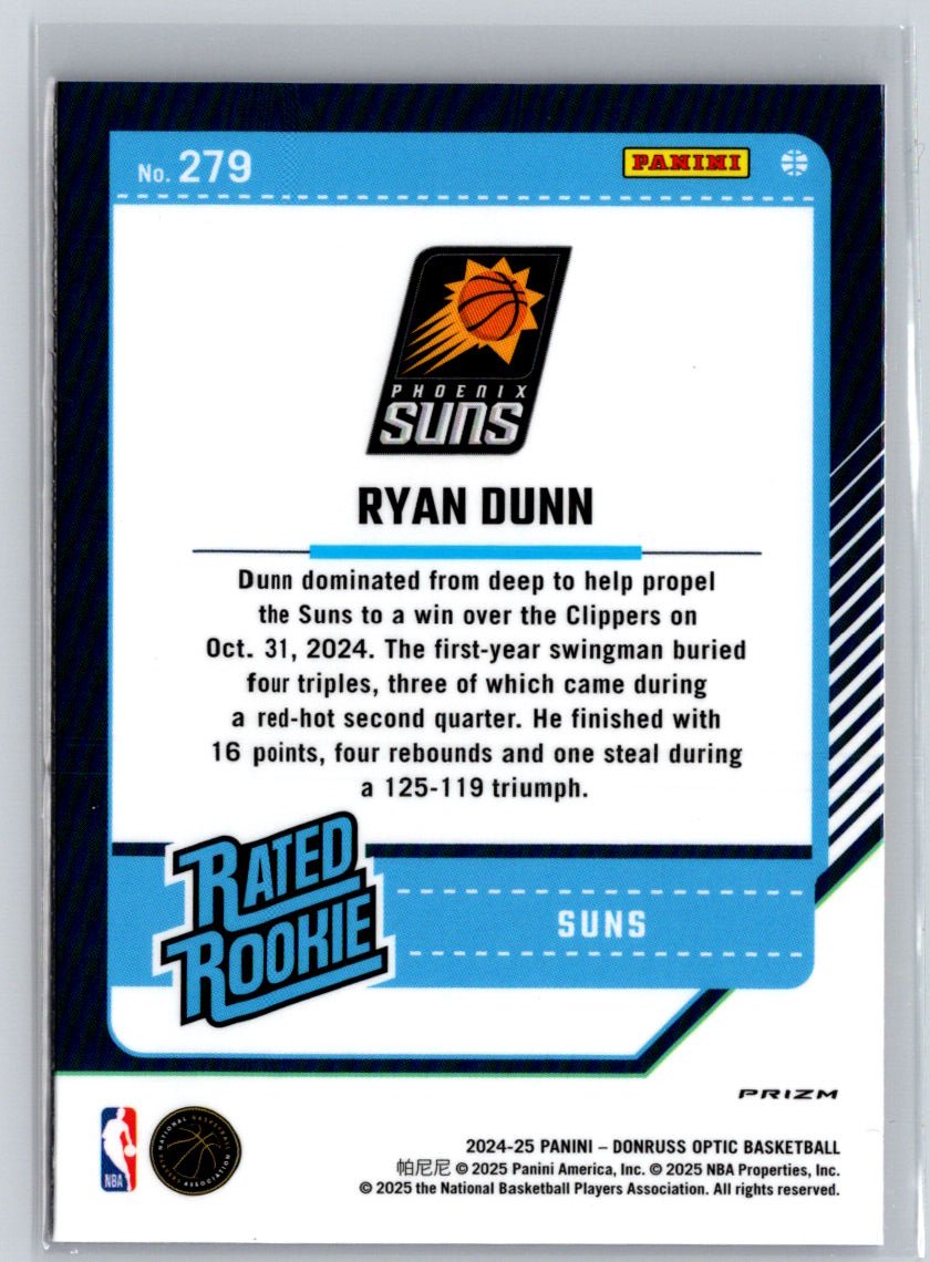 2024-25 Donruss Optic #279 Ryan Dunn Purple Shock S22