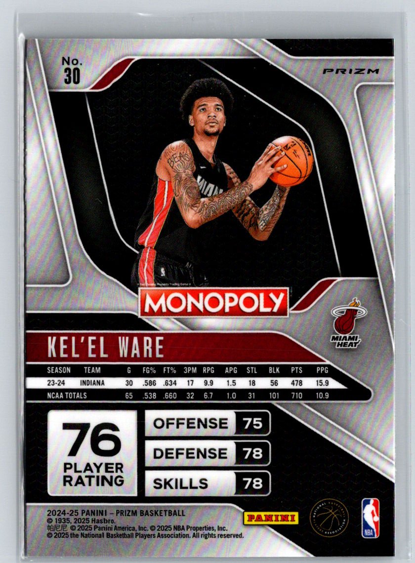 2024-25 Panini Prizm Monopoly #30 Kel'el Ware Ice Prizms S23