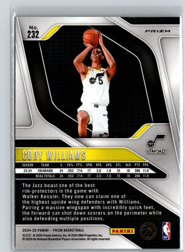 2024-25 Panini Prizm #232 Cody Williams Prizms Green Wave S23