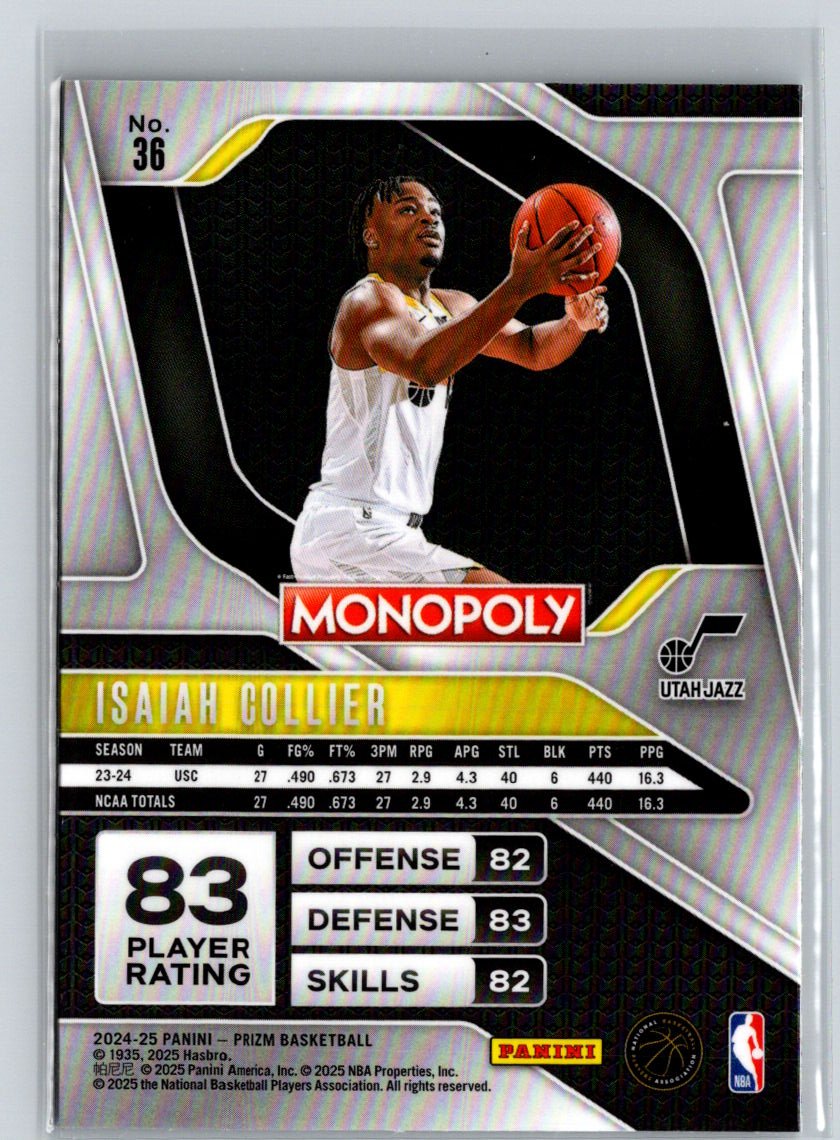 2024-25 Panini Prizm Monopoly #36 Isaiah Collier S23