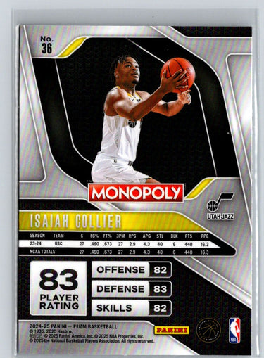 2024-25 Panini Prizm Monopoly #36 Isaiah Collier S23