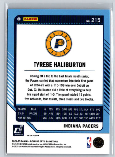 2024-25 Donruss Optic #215 Tyrese Haliburton Blue Velocity S23