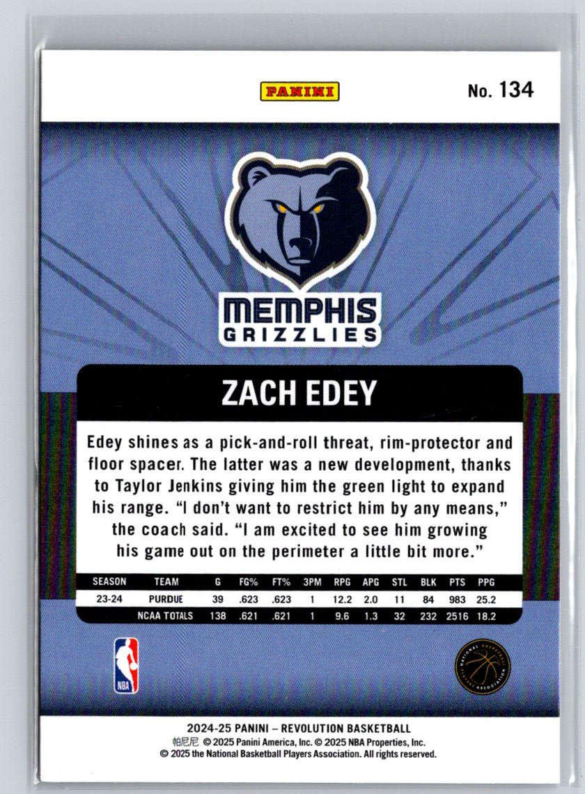 2024-25 Panini Revolution #134 Zach Edey Fractal S23