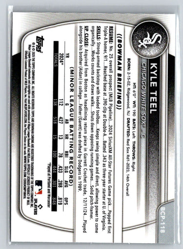 2025 Bowman #BCP-118 Kyle Teel Chrome Prospects P29