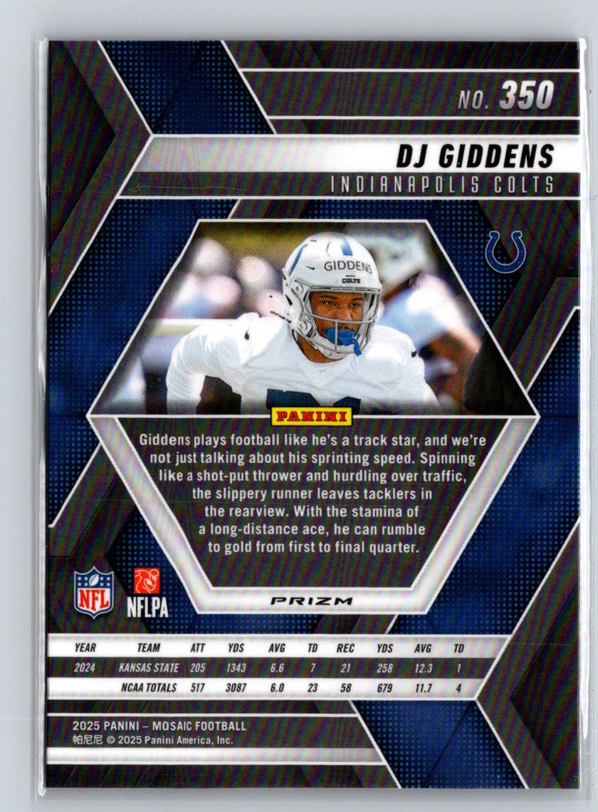 2025 Panini Mosaic #350 DJ Giddens Mosaic Red and White Stripe P29