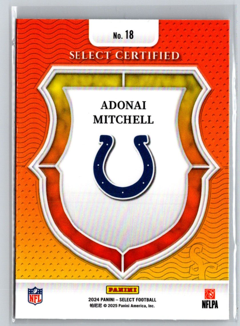 2024 Panini Select #18 Adonai Mitchell Select Certified Rookies P29