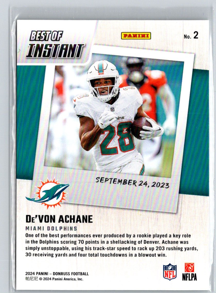 2024 Donruss #2 De'Von Achane Best of Panini Instant P29