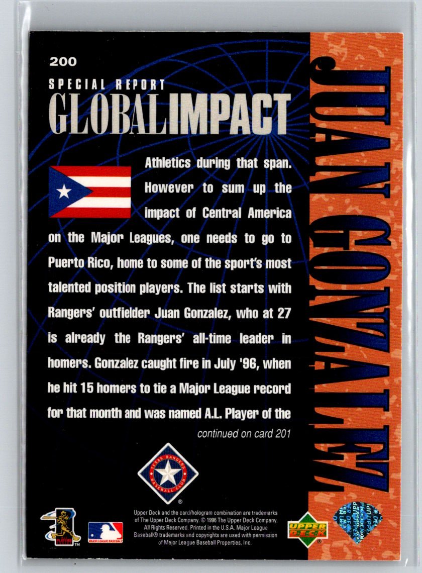 1997 Upper Deck #200 Juan Gonzalez P29