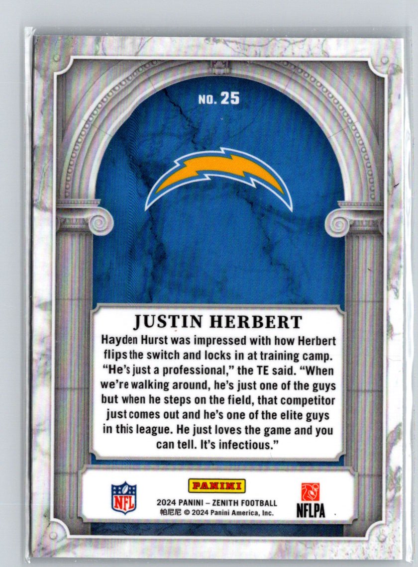 2024 Panini Zenith #25 Justin Herbert Z Marquee P29