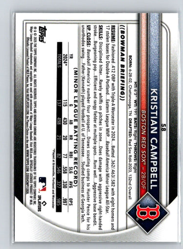 2025 Bowman Chrome #58 Kristian Campbell P30
