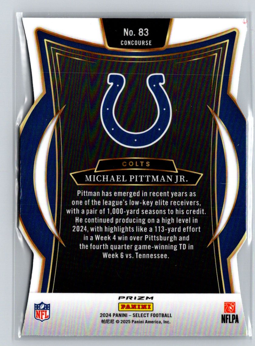 2024 Panini Select #83 Michael Pittman Jr. Silver Prizm Die Cut P31